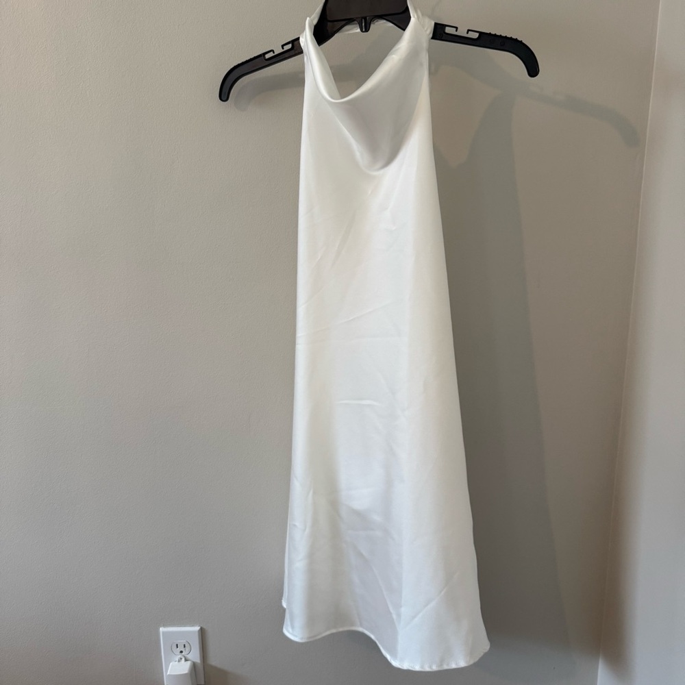 Silky White Halter Dress NEW WITH TAGS